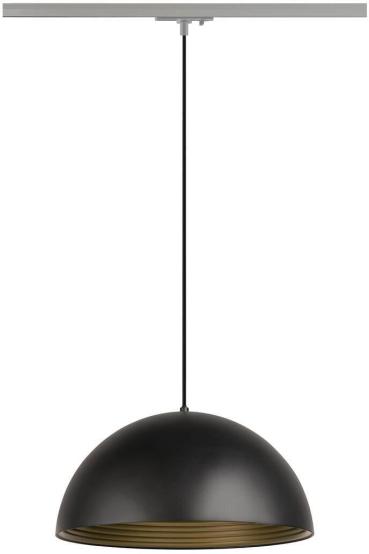 SLV FORCHINI M 40 TRACK Pendelleuchte für 1-Phasen Hochvolt-Schienen-System, E27, inkl. Adapter silbergrau, Ø 40cm, schwarz/gold (1008539)