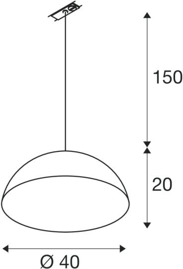SLV FORCHINI M 40 TRACK Pendelleuchte für 1-Phasen Hochvolt-Schienen-System, E27, inkl. Adapter silbergrau, Ø 40cm, schwarz/gold (1008539)