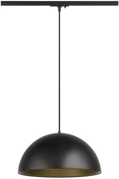 SLV FORCHINI M 40 TRACK Pendelleuchte für 1-Phasen Hochvolt-Schienen-System, E27, inkl. Adapter schwarz, Ø 40cm, schwarz/gold (1008540)