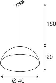 SLV FORCHINI M 40 TRACK Pendelleuchte für 1-Phasen Hochvolt-Schienen-System, E27, inkl. Adapter schwarz, Ø 40cm, schwarz/gold (1008540)