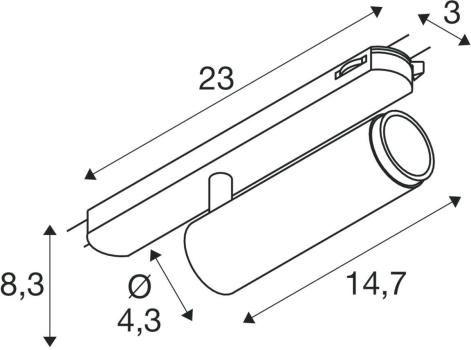SLV GRIP! M Spot für 3-Phasen Hochvolt-Schienen-System, Ø4,3cm, 3000K, Phase, 20W, weiß/schwarz (1008443)