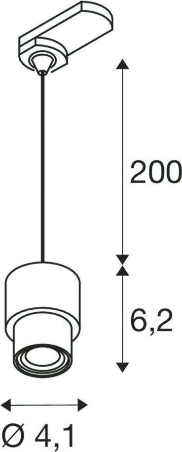 SLV PURI 2.0 Basic Pendelleuchte für 3-Phasen-Hochvolt-Schienensystem, GU10, 1x max.6W, Pendellänge 200cm, grau (1008212)