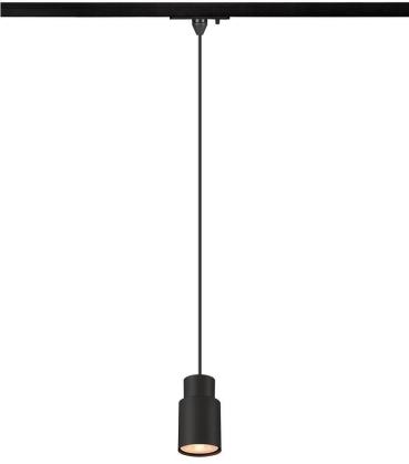 ARDEBO.de SLV PURI 2.0 TUBE Pendelleuchte für 1-Phasen-Hochvolt-Schienensystem, GU10, 1x max.6W, Pendellänge 200cm, schwarz/schwarz (1008254)