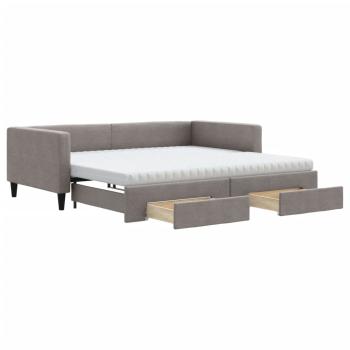 Tagesbett Ausziehbar mit Schubladen Taupe 100x200 cm Stoff