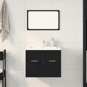 ARDEBO.de - 2-tlg. Badmöbel-Set Schwarz Eichen-Optik Holzwerkstoff