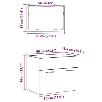 2-tlg. Badmöbel-Set Schwarz Eichen-Optik Holzwerkstoff