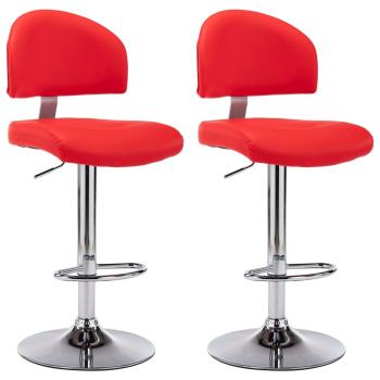 Barhocker 2 Stk. Rot Kunstleder