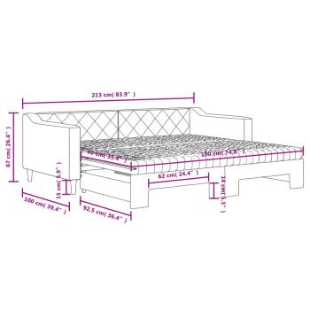 Tagesbett Ausziehbar mit Matratze Hellgrau 90x190 cm Stoff