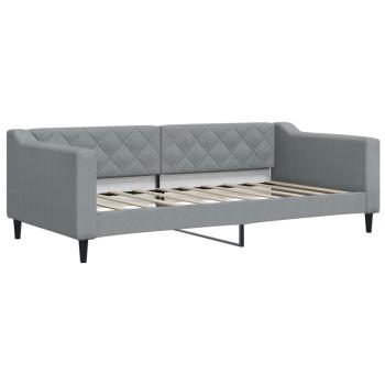 Tagesbett Ausziehbar mit Matratze Hellgrau 90x190 cm Stoff
