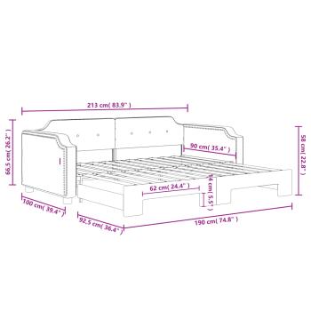 Tagesbett Ausziehbar Hellgrau 90x190 cm Stoff