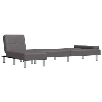 ARDEBO.de - Schlafsofa in L-Form Grau 255x140x70 cm Kunstleder