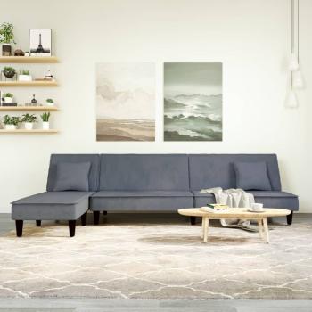 ARDEBO.de - Schlafsofa in L-Form Dunkelgrau 255x140x70 cm Samt