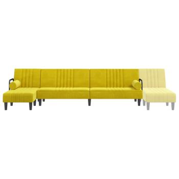 Schlafsofa in L-Form Gelb 260x140x70 cm Samt
