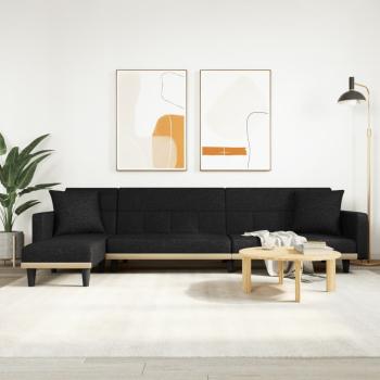 ARDEBO.de - Schlafsofa in L-Form Schwarz 275x140x70 cm Stoff
