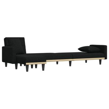 Schlafsofa in L-Form Schwarz 275x140x70 cm Stoff