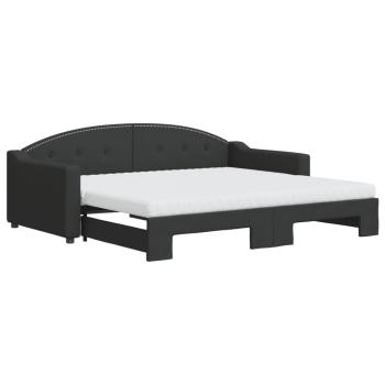 Tagesbett Ausziehbar mit Matratzen Schwarz 90x190 cm Stoff