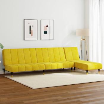 ARDEBO.de - 2-tlg. Sofagarnitur Gelb Samt
