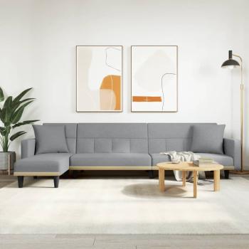 ARDEBO.de - Schlafsofa in L-Form Hellgrau 275x140x70 cm Stoff