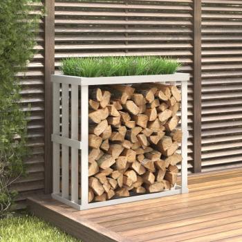 ARDEBO.de - Outdoor-Kaminholzregal Weiß 108x52x106 cm Massivholz Kiefer