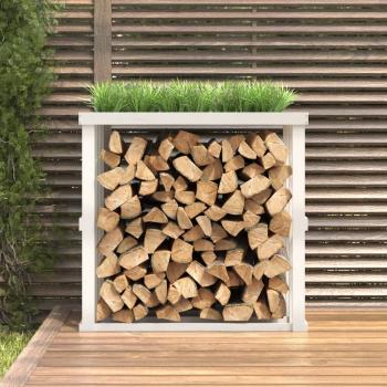 Outdoor-Kaminholzregal Weiß 108x52x106 cm Massivholz Kiefer