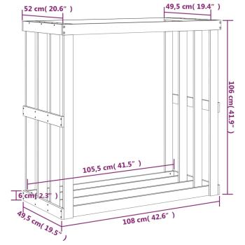 Outdoor-Kaminholzregal Weiß 108x52x106 cm Massivholz Kiefer
