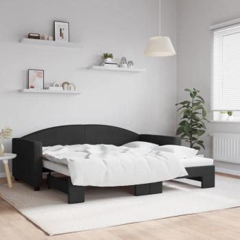 ARDEBO.de - Tagesbett Ausziehbar Schwarz 90x190 cm Stoff
