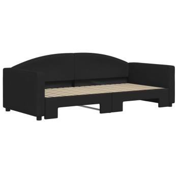 Tagesbett Ausziehbar Schwarz 90x190 cm Stoff