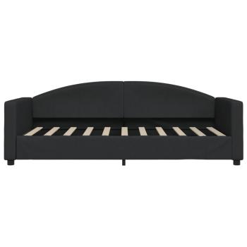 Tagesbett Ausziehbar Schwarz 90x190 cm Stoff