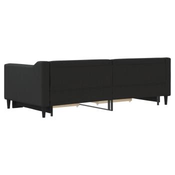 Tagesbett Ausziehbar mit Schubladen Schwarz 90x190 cm Stoff