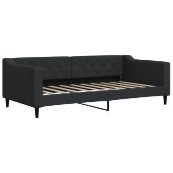 Tagesbett Ausziehbar mit Matratzen Schwarz 90x190 cm Stoff
