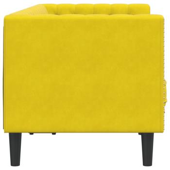 Chesterfield-Sofa mit Nackenrollen 2-Sitzer Gelb Samt