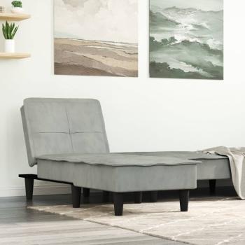 ARDEBO.de - Chaiselongue Hellgrau Samt