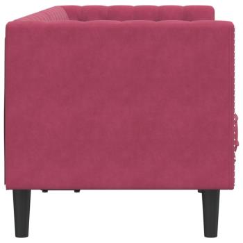 Chesterfield-Sofa mit Nackenrollen 2-Sitzer Weinrot Samt