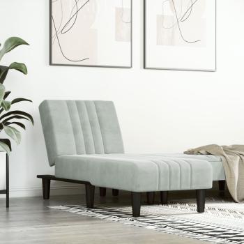 ARDEBO.de - Chaiselongue Hellgrau Samt