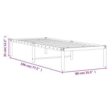 Bettgestell Metall Weiß 75x190 cm
