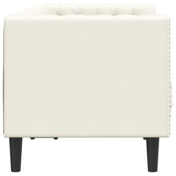 Chesterfield-Sofa mit Nackenrollen 2-Sitzer Creme Samt