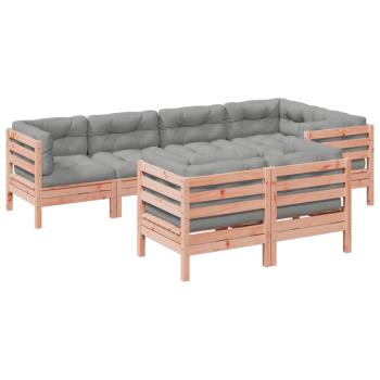 7-tlg. Garten-Sofagarnitur mit Kissen Massivholz Douglasie