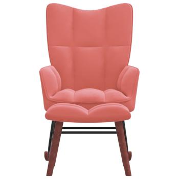 Schaukelstuhl mit Hocker Samt Rosa