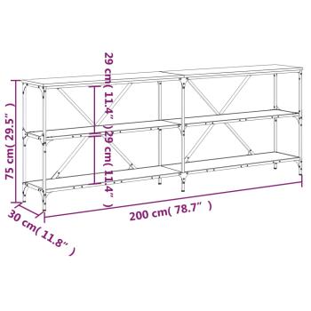Konsolentisch Schwarz 200x30x75 cm Holzwerkstoff und Eisen