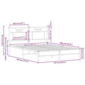 Bettgestell ohne Matratze Braun Eiche 140x190 cm Holzwerkstoff