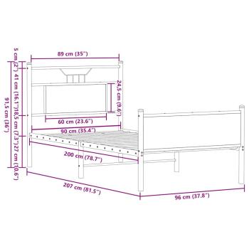 Bettgestell ohne Matratze Braun Eiche 90x200 cm Holzwerkstoff