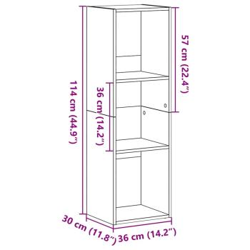 Bücherregal Schwarz Eichen-Optik 36x30x114 cm Holzwerkstoff