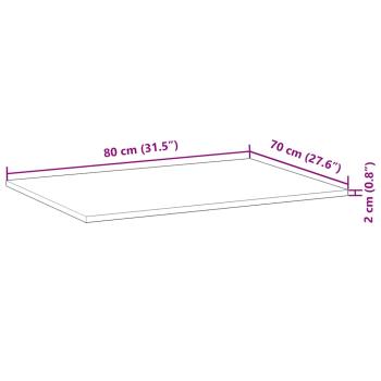 Tischplatte Rechteckig 80x70x2 cm Massivholz Akazie