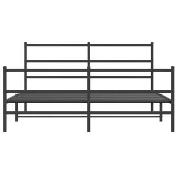 Bettgestell mit Kopf- und Fußteil Metall Schwarz 160x200 cm