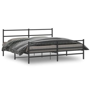 ARDEBO.de - Bettgestell mit Kopf- und Fußteil Metall Schwarz 180x200 cm