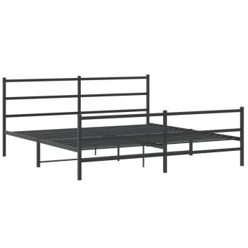 Bettgestell mit Kopf- und Fußteil Metall Schwarz 180x200 cm