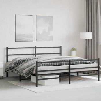 Bettgestell mit Kopf- und Fußteil Metall Schwarz 180x200 cm