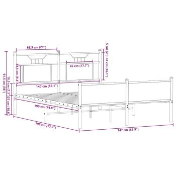 Bettgestell ohne Matratze Braun Eiche 140x190 cm Holzwerkstoff