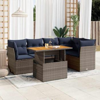 ARDEBO.de - 6-tlg. Garten-Sofagarnitur mit Kissen Grau Poly Rattan
