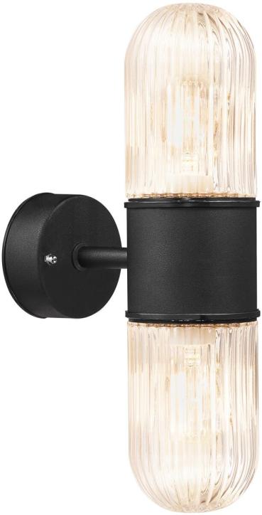 Nordlux Konyo Wandleuchte, E27, IP54, 2x40W, dimmbar, Metall, schwarz (5704924009600)